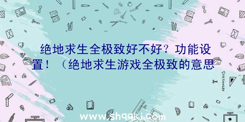 绝地求生全极致好不好？功能设置！（绝地求生游戏全极致的意思）